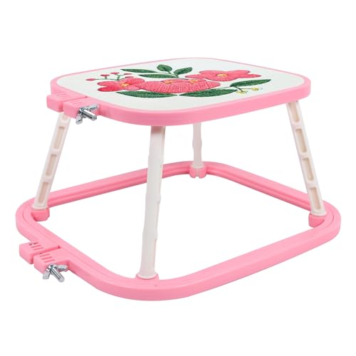 guofa Square Embroidery Hoop Stand，ABS Plastic Cross Stitch Stand, Embroidery Hoop Holder for DIY Craft, Punch Needle Hoop, Sewing Needlepoint Frame Stand (pink) - color: pink