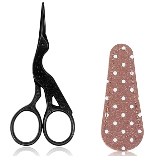 3.5 Inch Black Small Sewing Scissors Stainless Steel Sharp Pointed Tip Scissors with with PU Leather Cover for Thread Trimming,Embroidery and Scrapbooking,Crafting - size: 3.6 Inch, style: Style B1222