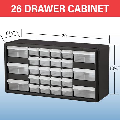 Akro-Mils 26-Drawer Plastic Storage Cabinet, 20"W x 6"D x 10"H, Yellow - color: Yellow, size: 26 Drawer, style: 1 Pack