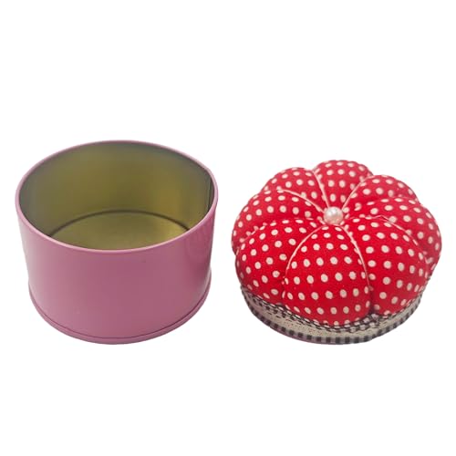 pson Pumpkin Shaped Pin Cushion with Storage Box, Cute Sewing Needle Holder for Quilting, DIY Crafts, Needlework, Sewing(Red with Spotted) - color: Red