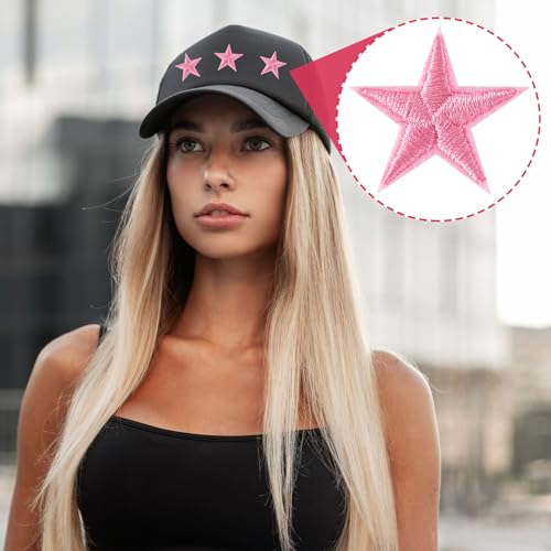 PAGOW 30 Pcs Star Iron on Patch, 1 Inch Sew on Star Embroidered Patches - color: 30 Pink