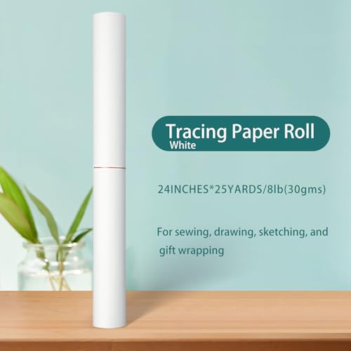 SEMLEART Tracing Paper Roll,24-inch x 25yard，White Translucent Vellum,Pattern Paper for Sewing, Drawing, Sketching, Gift Wrapping - color: 01-White, size: 24-inch x 25yard Roll