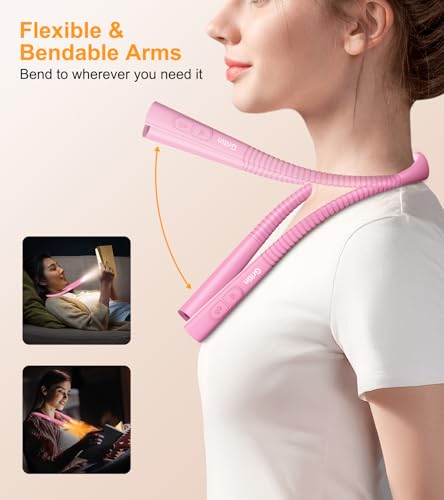 Gritin Book Light, Eye Caring 4-Color&5-Brightness Neck Light Reading Light - color: Rose, size: Upgraded