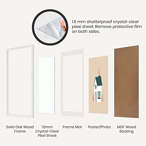 Opposite Wall - Set of 2-8x10 in - White Solid Oak Wood Picture Frames with Mat - Wall Hanging & Tabletop Photo Frame - Pictures Display 5x7 with Mat, 8x10 without - Office, Gallery & Home Decor - color: White, size: 8x10 in - 2 pk