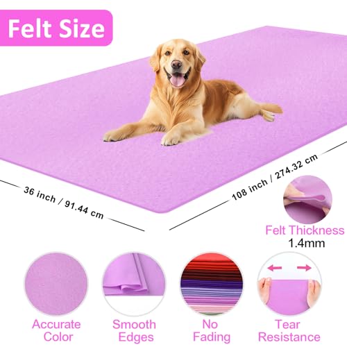XSEINO Light Purple Large Felt Fabric 108" X 36 "(3 Square Yards), 1.4 mm Thick Soft Felt Fabric Sheet for Crafts, Purple Series Colors Soft Nonwoven Fabric, Fit for Decoration, Sewing, DIY Crafts - color: Light Purple