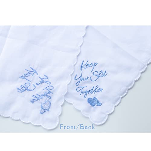 MileyMarla Ladies Embroidery Cotton White Handkerchiefs Lace Wedding Hankies - color: J03-3pcs Keep Up