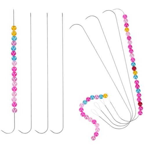 TIESOME 8 Pcs Bead Spinner Needles, 14cm/5.51 Inch Beading Needle for Seed Beads, Stainless Steel Big Eye Beading Needles for Seed Beads, 0.6mm & 0.7mm for Jewelry Making, Bracelet & Necklace