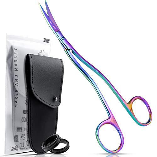 Applique Scissors for Embroidery - Double Curved Handle, 6", Rainbow - color: Rainbow
