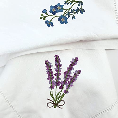Embroidered Table Napkin, Mixed Color Hyacinth Bulbs Cloth Napkins 18x18 in - color: Mixed Color Hyacinth Bulbs