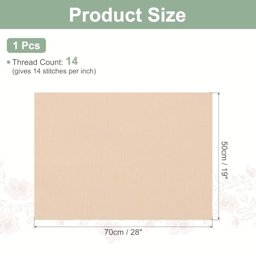 PATIKIL 14 Count Cross Stitch Cloth 19"x28", Embroidery Cotton Fabric DIY Cross Stitch for Handmade Needlework Art Crafts Machine Embroidery, Khaki - color: Khaki, size: 19"x28"