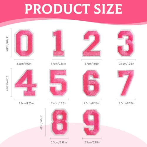 50 Pcs Iron on Numbers Patches for Fabric Tote Bags Hats Clothing Pink - color: Pink, size: Numbers Only