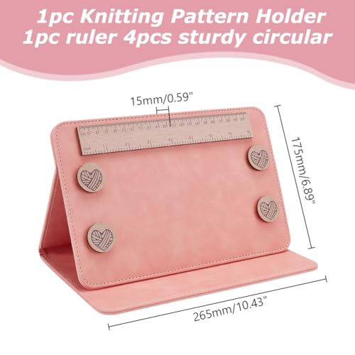 1Pc Folding Knitting Pattern Holder Light Orange Knitting Chart Holder Foldable Sewing Chart Keeper Adjustable Pattern Display Board with Ruler for DIY Craft Pattern Reading Cross Stitch - color: Light Orange