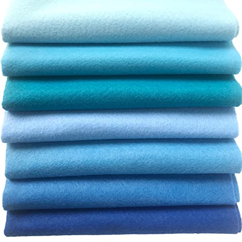 7pcs 18" X 18" 1.4mm Thick Soft Felt Nonwoven Fabric Sheet Pack DIY Craft Patchwork Sewing Square Assorted Colors (Blue Series) - color: Blue Series