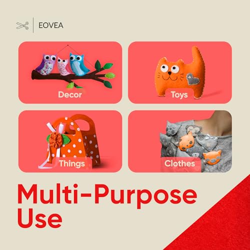 EOVEA | Acrylic Felt Fabric by The Yard | 72" Wide | 1.6mm Thick | Soft & Durable Non-Fraying Felt | for DIY Crafts, Sewing, Upholstery, Costumes & Padding(Red, One Yard) - color: Red, size: 1 Yard