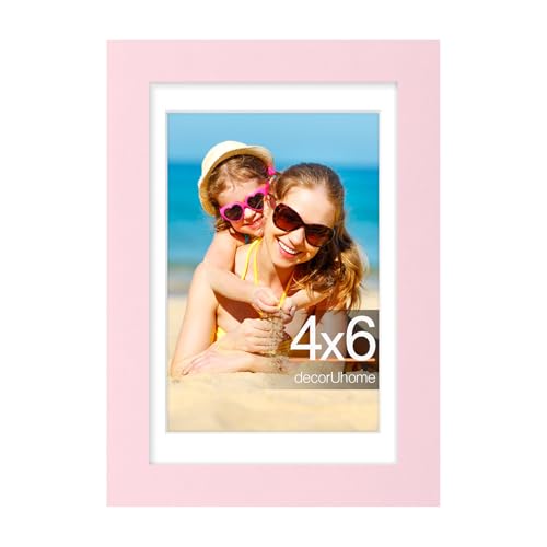 decorUhome 4x6 Picture Frame Fits 3.5x5 Photos with Mat, Pink - color: Pink, size: 4x6