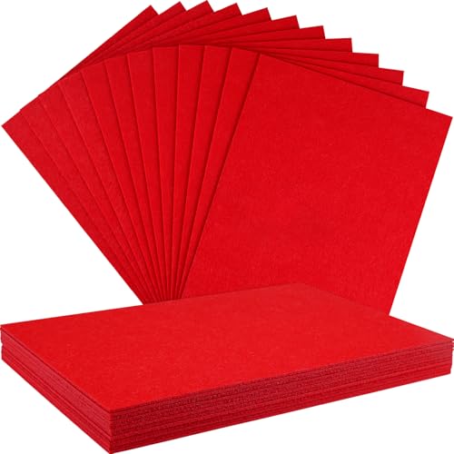 NEBURORA 12 Pcs 2mm Thick Stiff Felt Sheets for Crafts Sewing(Red) - color: Red