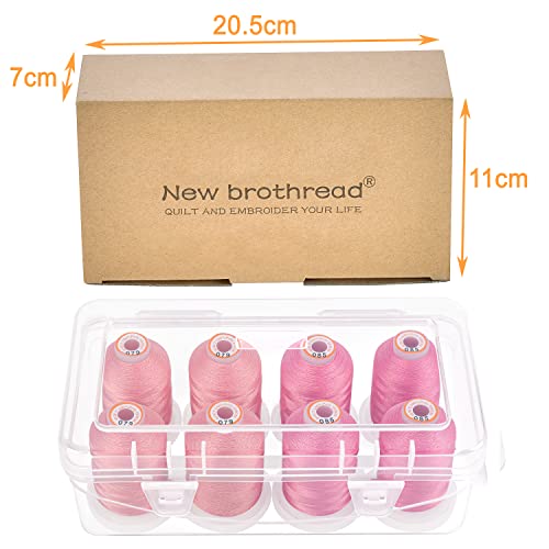 New brothread 8 Spools Embroidery Machine Thread with Box -Salmon Pink+Pink - color: Salmon Pink+Pink