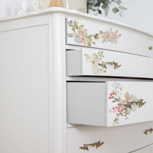 Floral Rub on Transfer for Furniture Wood Glass DIY - color: Spring Magnolia