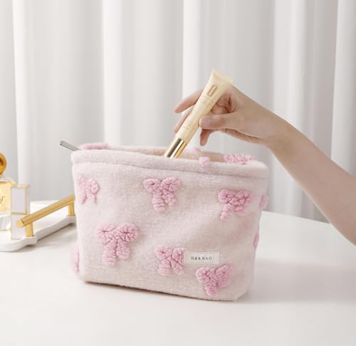 getgto 2 Pcs Makeup Bags, Large Cosmetic Bag Travel Toiletry Bag - color: Girly pink