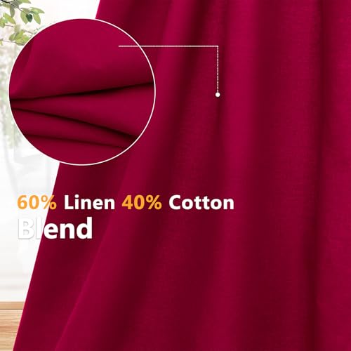 NSGZ Burgundy Linen Cotton Fabric 1 Yard 61" Wide, Linen Cotton Blend - color: Burgundy, size: 1 Yard