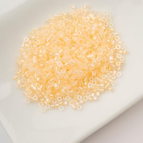 John Bead 25g Cylin Beads Light Yellow Glow in Dark AB 11/0 Glass Cylindrical Seed Beads for Jewelry Bracelets Necklaces Earrings Making Embroidery - color: Light Yellow Glow in Dark AB