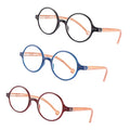 Round Reading Glasses for Women Men Blue Light Blocking Circular Readers Unisex Ultra Lightweight Circle Eyeglasses - color: Matte-3 Mix Color
