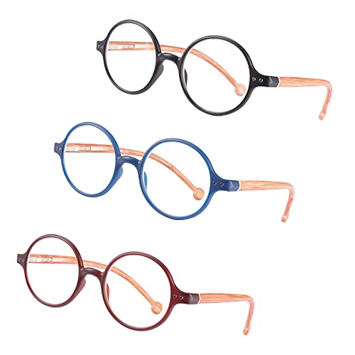Round Reading Glasses for Women Men Blue Light Blocking Circular Readers Unisex Ultra Lightweight Circle Eyeglasses - color: Matte-3 Mix Color