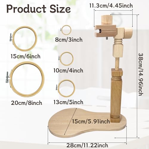 Biaungdo Adjustable Rotated Embroidery Hoop Stand with 5 Pack 5 Sizes Hoop