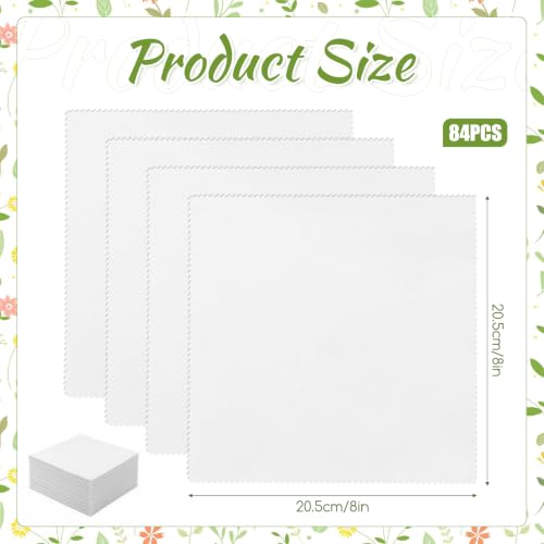 84 Pcs White Solid Precut Quilting Cotton Fabric Squares 8 x 8 Inch - color: White, size: 8″