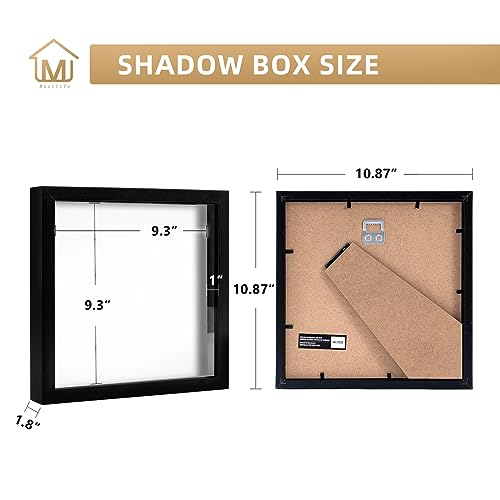 Muzilife 10x10 Shadow Box Wood Picture Frame with Stand, Glass, Black - color: 1pcs 10x10-black