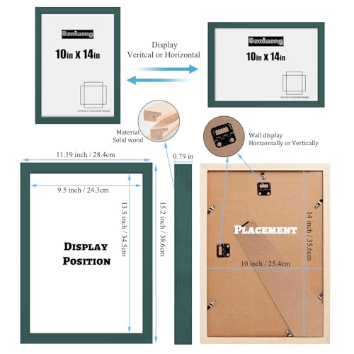10x14 inch Wood Picture Frames for Wall Hanging,Diamond Painting Frames Rectangle Baby Scan Picture Frame for Family Walls Decoration,Anniversary,Wedding,Christmas,Halloween,Shower,Certificate (Dark - color: Dark Green, size: 10x14 inch