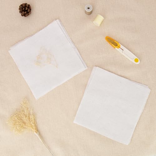 20 PCS Linen Embroidery Fabric, 9.8 × 9.8 Inch Bright White Fabric - color: Bright White, size: 9.8×9.8 Inch