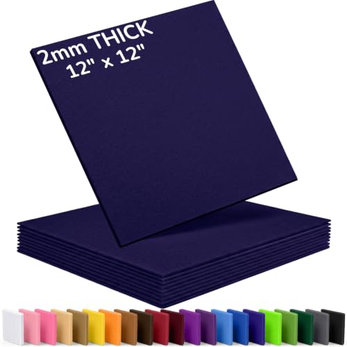 2mm Stiff Felt Sheets 12" X 12" (10 Pack, Deep Navy) - color: Deep Navy