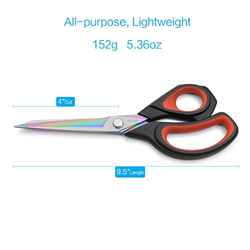 LIVINGO Premium Tailor Scissors Heavy Duty Multi-Purpose Titanium Coating Forged Stainless Steel Sewing Fabric Leather Dressmaking Comfort Grip Shears Professional Crafting (9.5 INCH) (Pack of 2) - color: Black/Red, size: 9.5" (Pack of 2)