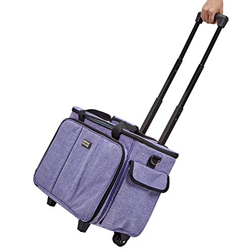 HOMEST Deluxe Sewing Machine Case with Wheels, Rolling Trolley Tote - color: Purple, size: Sewing Machine Bag Style W