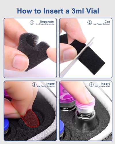 10 Slots Insulin Vial Protector Case for Diabetics Standard Insulin Vials - color: Black-10 Slots