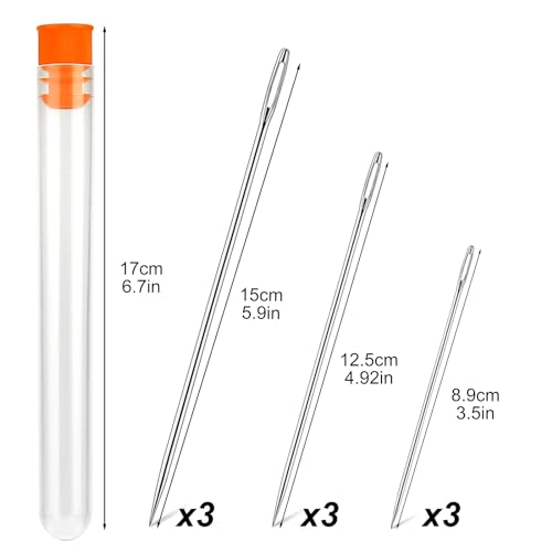 Wonvoc 9 Pcs Long Sewing Needles, 3.5''/4.9''/5.9'' Long Needles - size: 9 PCS