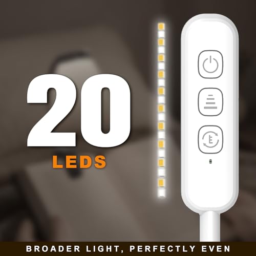 Rechargeable 20 LED Book Light for Reading in Bed | Energy Saving with Extended 60Hrs Runtime, 15-Level Stepless Dimming, Flexible Lightweight Clip on Light for Studying, Travel, White - color: M2-Clip Light-White