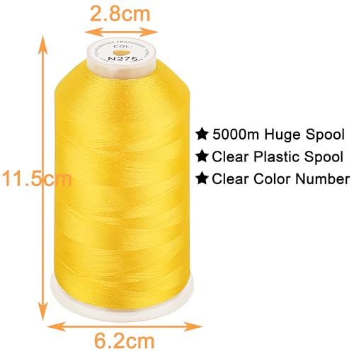 New brothread Huge Spool Embroidery Thread-Canary Yellow Fits Janome Color - color: Canary Yellow-N275