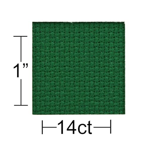 Essentials By Leisure Arts Aida Cloth, 14 Count, Kelly Green, Cross Stitch Fabric, Embroidery Fabric, Cross Stitch Supplies for Crafting, Stitching, and Sewing Projects 15X18