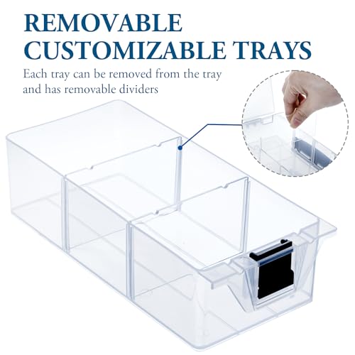 MyGift Single Add-on Tray for 11 Inch Clear Arts and Crafts Stackable Storage Box, Sewing Supplies Storage Organizer Case Accessory Optional Tray with Black Accents, 3 Drawers and Removable Dividers - color: Black (Add on Tray Only)