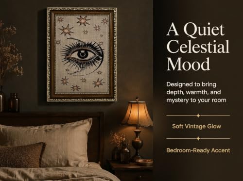 PZBPIUY Vintage Mystical Evil Eye Moon and Stars Framed Wall Art - color: Eyes, size: 24"L x 16"W