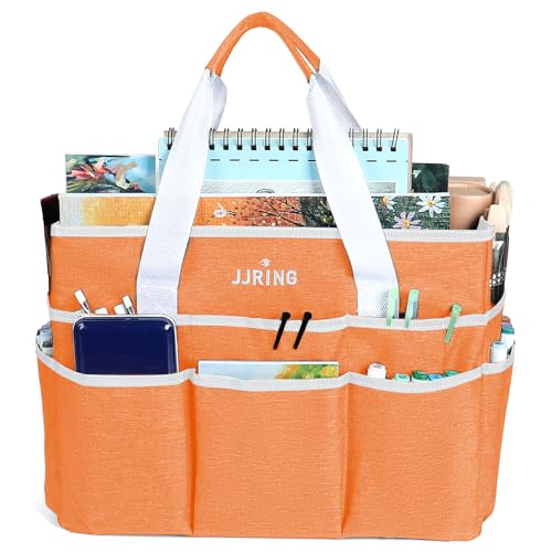 JJRING Craft Organizer Tote Bag Large Art Storage Caddy Orange - color: Orange, size: Large