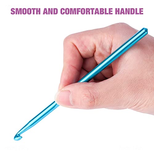 Tomorotec 41Pcs Multi-Color Metallic Crochet Hooks Set, Art Aluminum Knitting Needles for Yarn Craft Set with Sylish Storage Bag, Stitch Markers and Big Eye Needles (Purple Bag) - color: Purple Bag