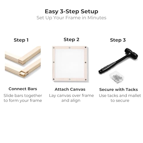 Needlepoint Stretcher Bars Kit – 8", 10" & 12" Wooden Needlepoint Frame Set with Stainless Steel Tacks, Magnetic Tray & Assembly Mallet for Needlepoint & Embroidery