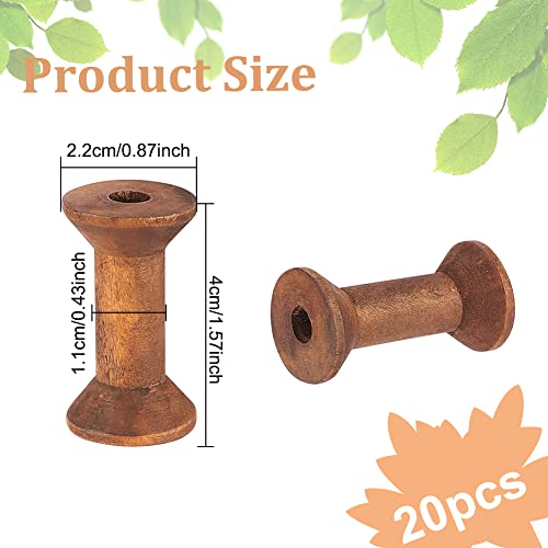 BENECREAT 20Pcs Antique Wooden Empty Spools, 1.57"/ 40mm Empty Thread Spools Wooden Ribbon Spools Bobbins for Wire Weaving Arts DIY Wood Projects - color: Antique