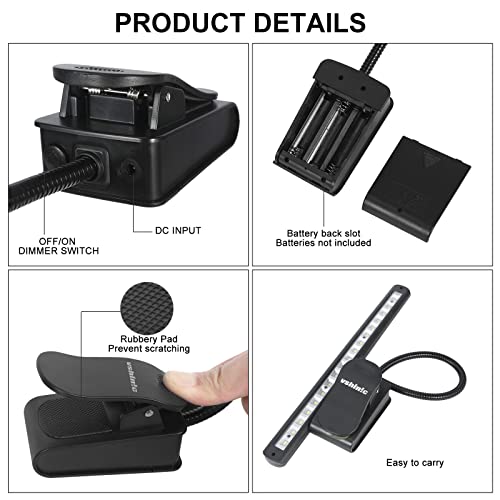 Music Stand Light,Clip On Piano Lights 18 LED Orchestra Light Clip On Reading Light,Fully Adjustable No Flicker for Piano,Book Reading, DJ, Craft Work (Powered by AC Adapter AAABatteries)