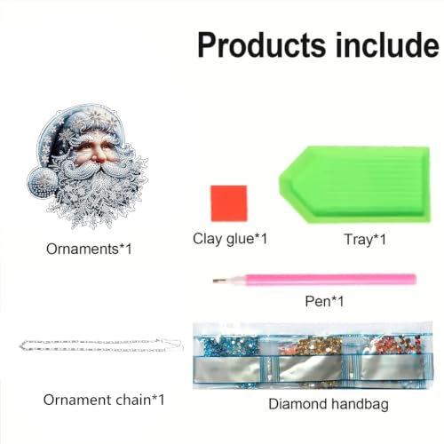 Santa Claus Diamond Art Hanging Kit for Adults, DIY Diamonds Painting Door Hanger Board Kit, Special Acrylic Diamond Art Painting Pendant Ornament - color: Santa Claus