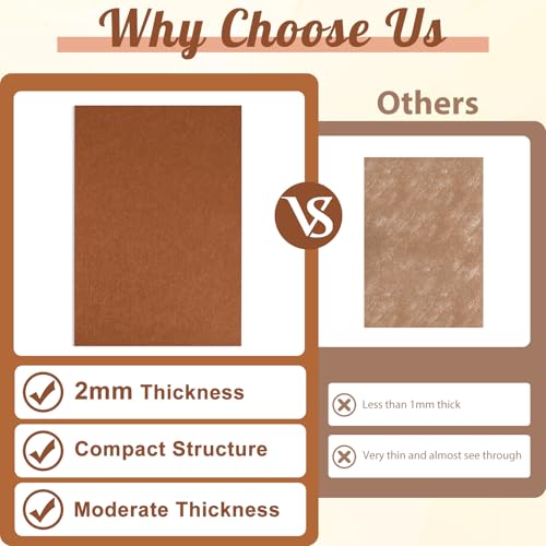 NEBURORA 12 Pcs 2mm Thick Stiff Felt Sheets for Crafts Sewing(Brown) - color: Brown