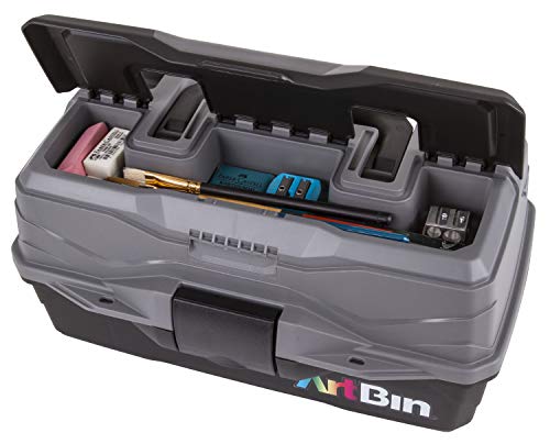 ArtBin 1-Tray Art Supply Box with Handle, Gray/Black - style: One Tray